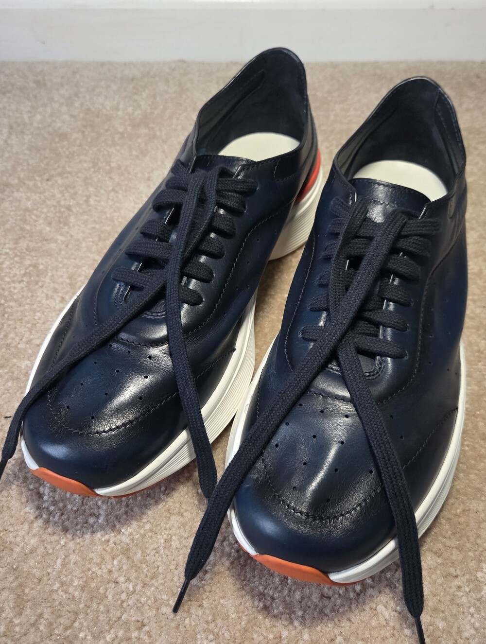 Santoni Men's Blue Premium Leather Easy Bounce Sneaker Size 10 Made in Italy UK9